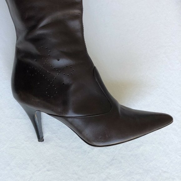 HUGO BOSS Tall Brown Soft Leather High Heel Pointe - Picture 3 of 7